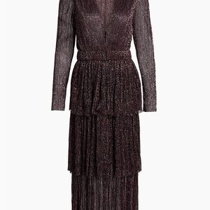 Sabina Musayev Burgundy Metallic Maxi Dress Formal Wedding Guest Revolve